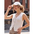thumbnail image 3 of LMLYSoH Women's Cardigan Vest Elegant Solid Color Sleeveless V Neck Button Up Knit Sweater for Spring Daily Wear, 3 of 9