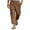 Brown1, variant on Maean Cotton Linen Pant for Men Wide Leg Loose Summer Beach Long Pants Elastic Waist Lightweight