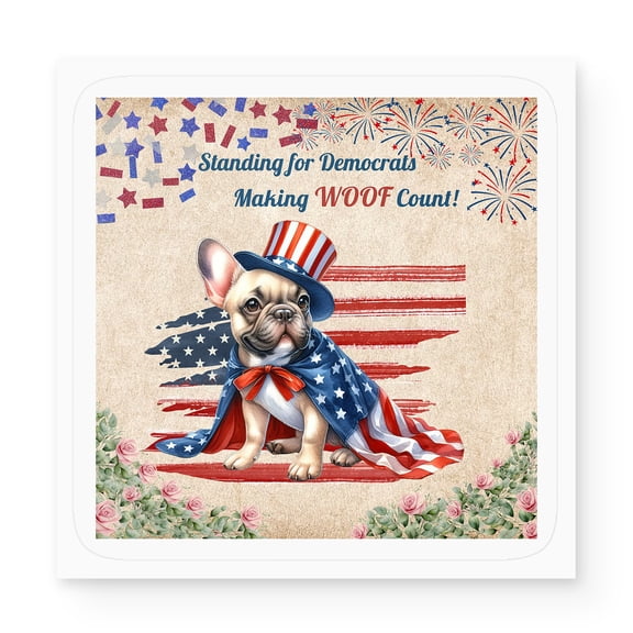 Democratic French Bulldog Making Woof Count Election 2024 Vinyl Sticker Dog Lover Gifts Waterproof Decal Art Decor - 01001