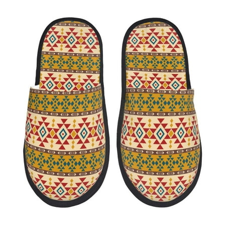 Balery Aztec Slient Indoor Furry Fleece Comfort House Shoes Soft Non-Slip Home Shoes Cotton slippers House Slippers-- Medium