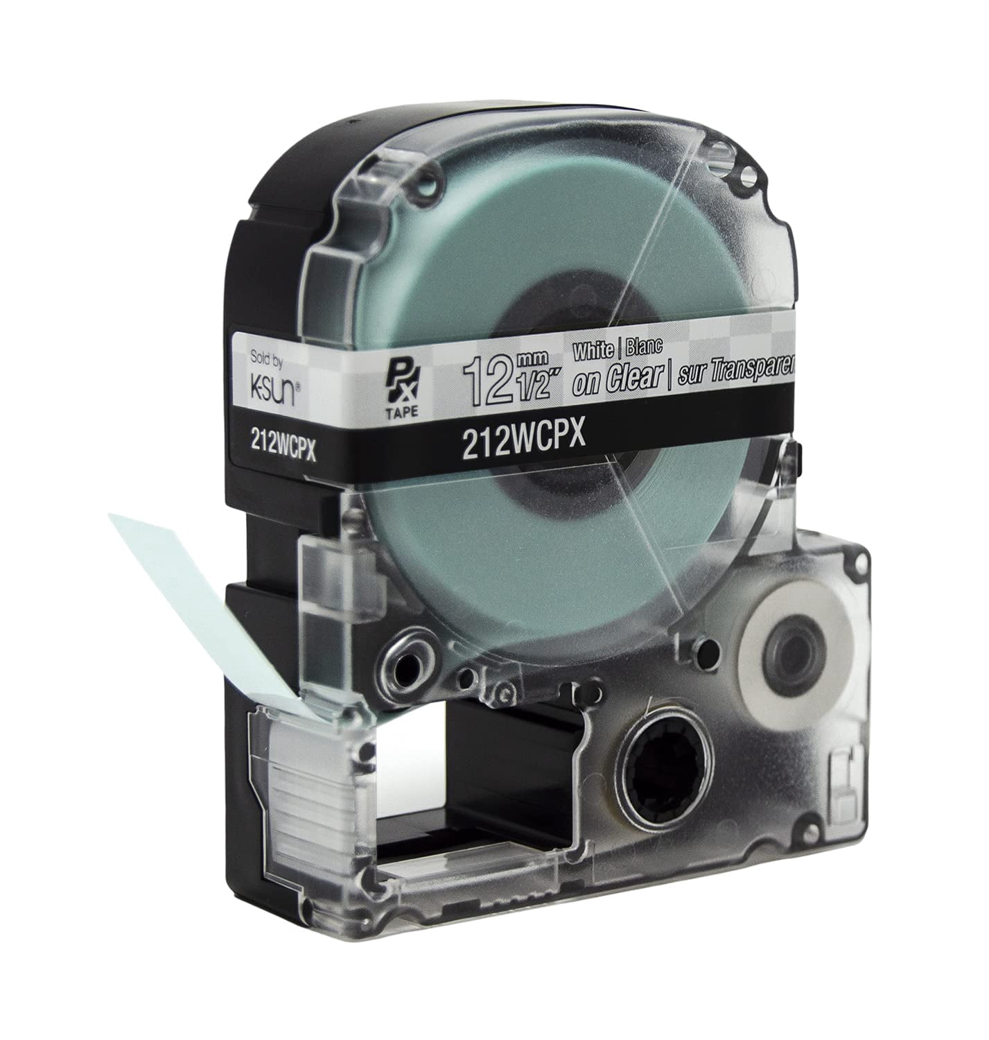 Epson LABELWORKS 212WCPX - White on Clear PET Label Maker Tape - 1/2" (12MM) Wide, 30'