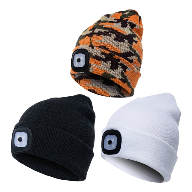 Gorro con linterna LED y gorro de punto cálido con luz LED para reparar y trabajar en lugares oscuros