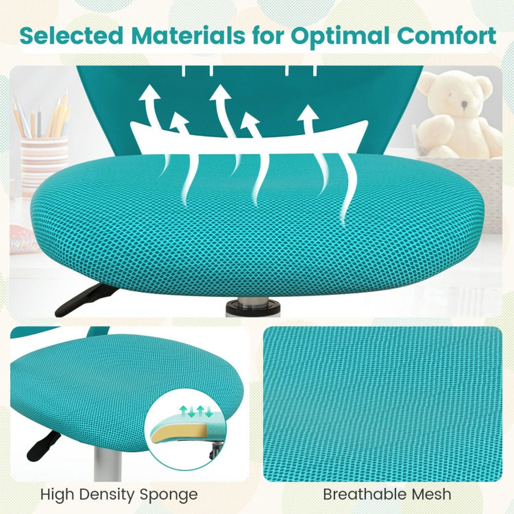 Resenkos Ergonomic Children Study Chair with Adjustable Height-Turquoise, Home Office Computer Desk Chair, Small Office Chair for Bedroom,Study
