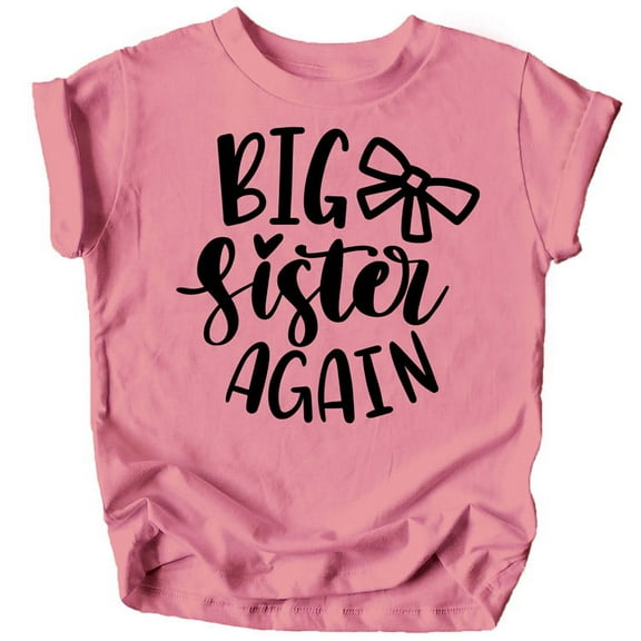 Olive Loves Apple Bow Big Sister Again Sibling Announcement Shirts for Baby and Toddler Girls Sibling Outfits Mauve Shirt