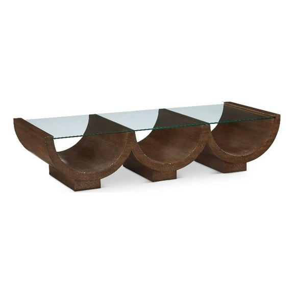 Pemberly Row Contemporary Brown Coffee Table - 60"W x 25"D x 14"H