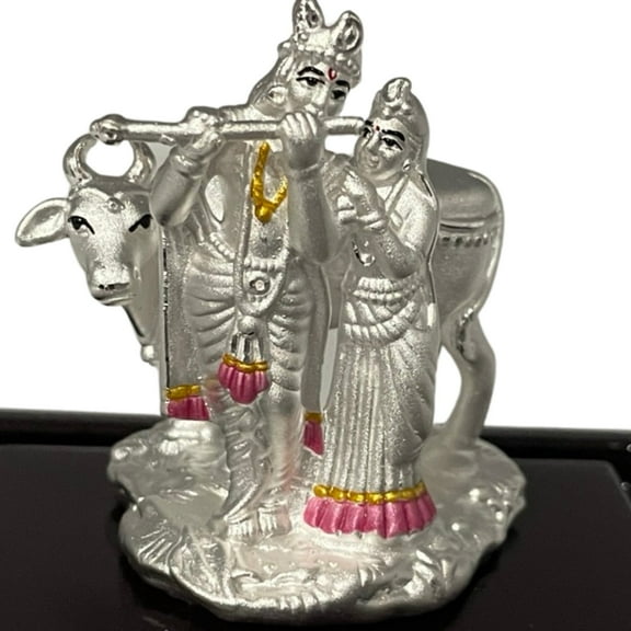 999 Pure Silver Radha Krishna idol / Statue / Murti (Figurine #01)
