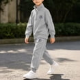 thumbnail image 5 of Xdegoge Tween Boys Clothes 2 Piece Outfits Long Sleeve Half Zip Pullover Sweatshirt and Athletic Jogger Sweatpants Set with Pockets Fall Winter Casual Sports Sets, 5 of 9