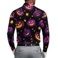 thumbnail image 4 of Trgacdwlo Men's Polo Shirts Halloween Ghost Cat Mens Pumpkin Shirt Spooky Fall Big and Tall Long Sleeve Mens Golf Shirts Purple XL, 4 of 4