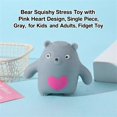 thumbnail image 3 of Bear Squishy Stress Toy with Pink Heart Design, Single Piece, Gray, for Kids and Adults, Squeeze Toy, 3 of 4