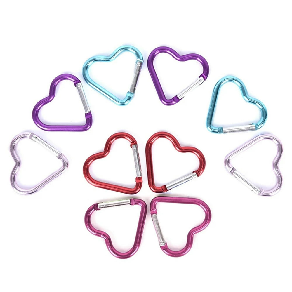 SPRING PARK 5Pcs Mini Heart shape Carabiner for Outdoor Mountaineering Hiking Accessory Backpack