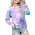 thumbnail image 1 of JAKANYQ Pull Décontracté à Manches Longues Col Rond Imprimé Teinture sur Nœuds pour Filles Printemps Violet Clair 2-3 Ans, 1 of 3