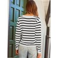 thumbnail image 5 of Women's Striped Cardigan Sweater Trendy Long Sleeve Button Down Crew neck Cardigans, 5 of 5