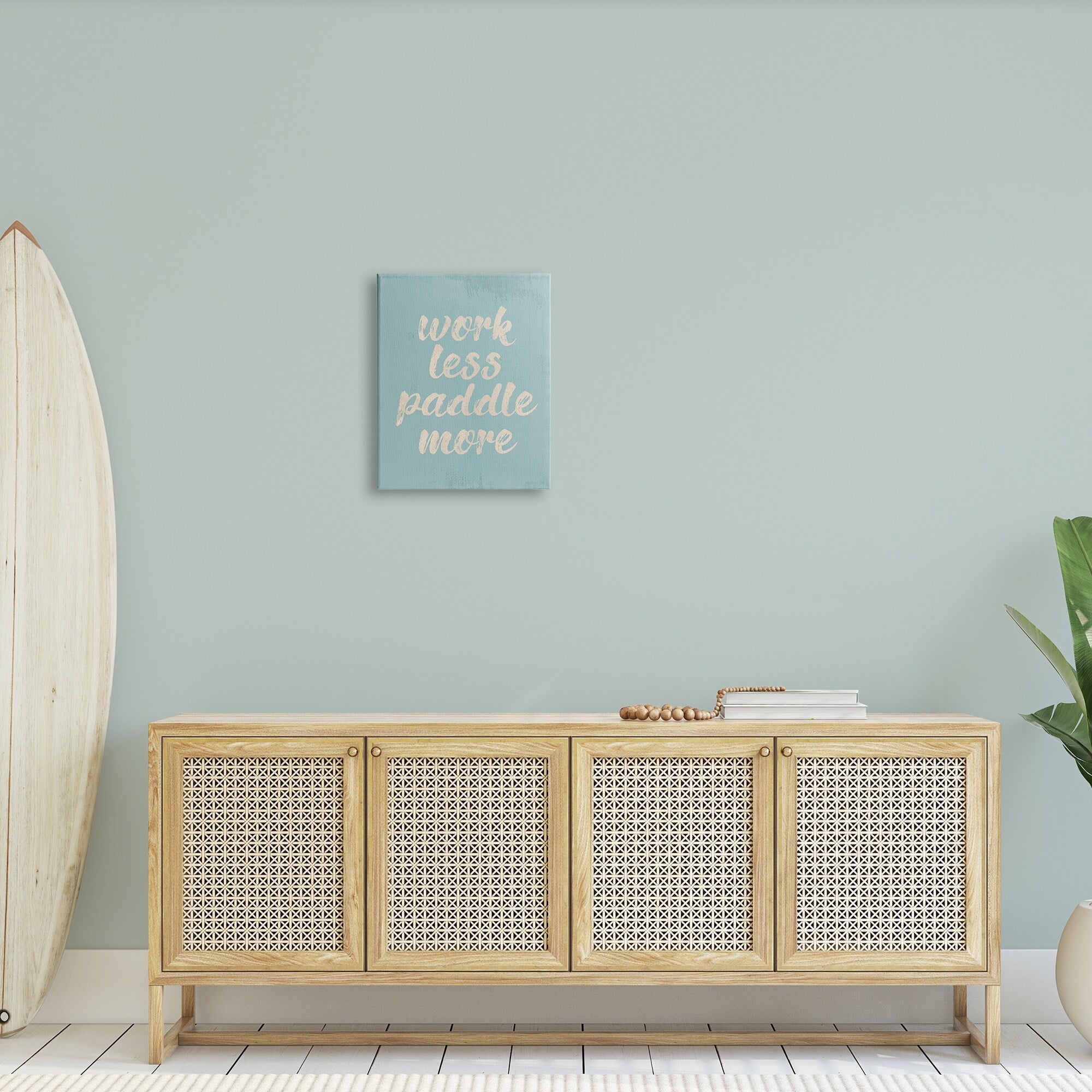 Stupell Industries Work Less Paddle More Nautical Phrase Tranquil Blue, 24 x 30,Design by Daphne Polselli