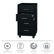 Space Solutions 18 Deep 4 Drawer Metal Mobile Organizer, 4 Box Drawers, Locking, Black