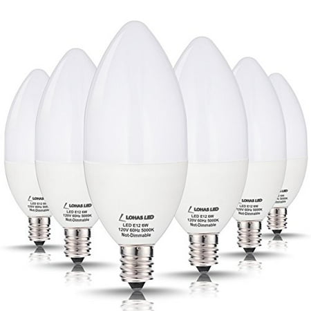 Chandelier 15 Lights 60w Bulb - 60W Equivalent(6W) High Efficiency Light Bulbs, E12 Candelabra LED Light Bulbs, 550Lm, Soft White Light 3000K, Decorative Light Bulb in Pendants, Chandeliers and Decorative Fixtures, 6 Pack
