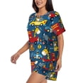 thumbnail image 2 of Picia Vehicles Cartoon with Funny Drivers Pajamas Sets for Women Soft Short-Sleeved Pjs with Lounge Shorts Two Piece Sleepwear-, 2 of 9