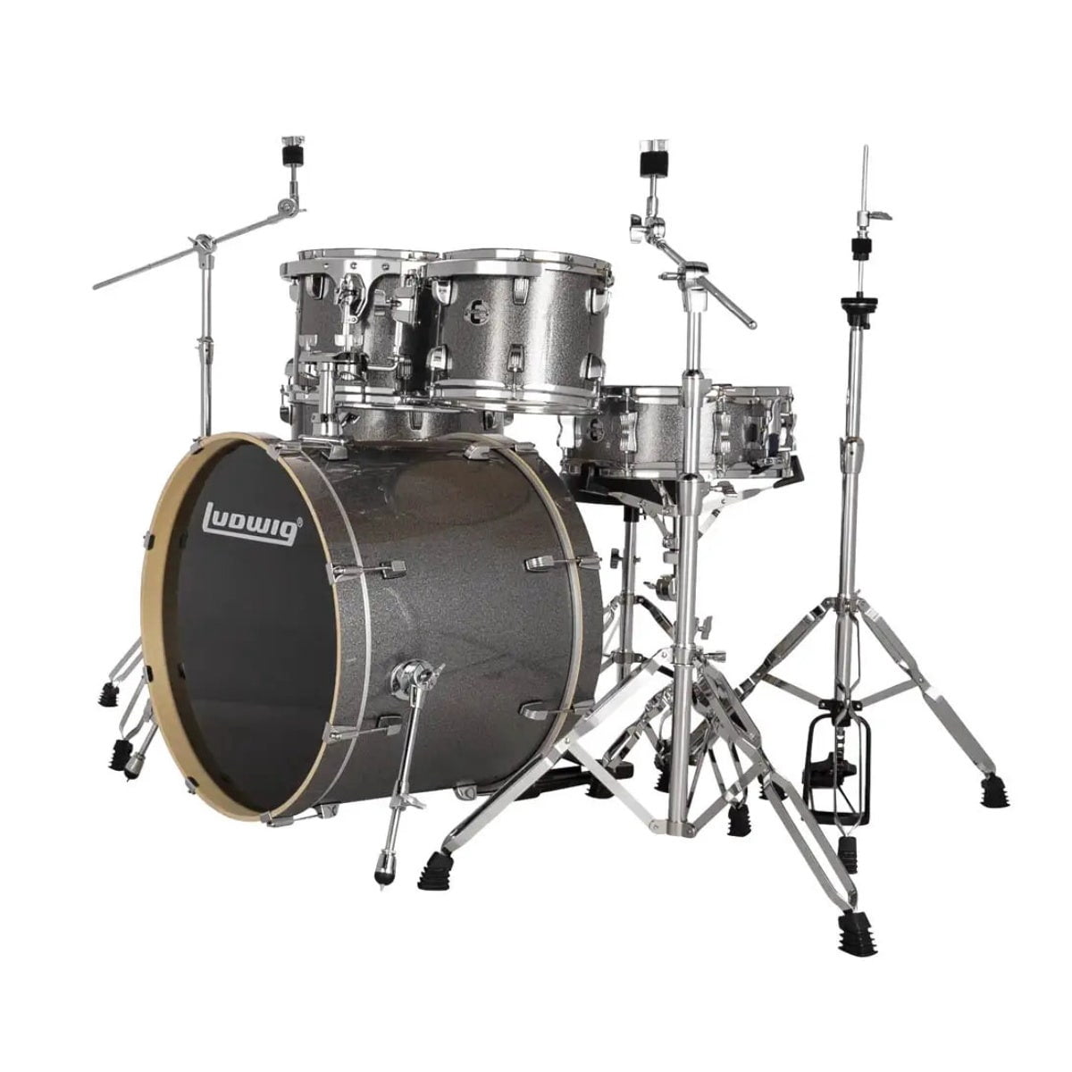 Ludwig Evolution 5-Piece Drum Set w/Hardware, 22" Kick, Platinum Sparkle