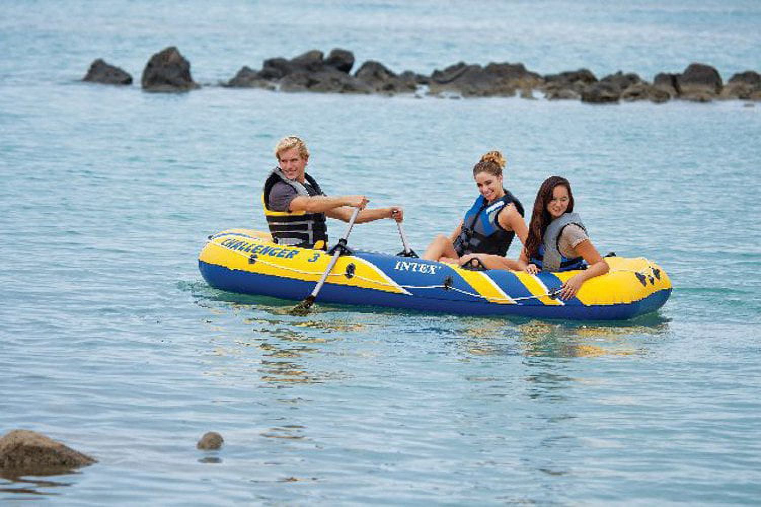 Intex Challenger 3 Inflatable Boat Set with Pump and Oars, 2 Pack | 2 x 68370EP