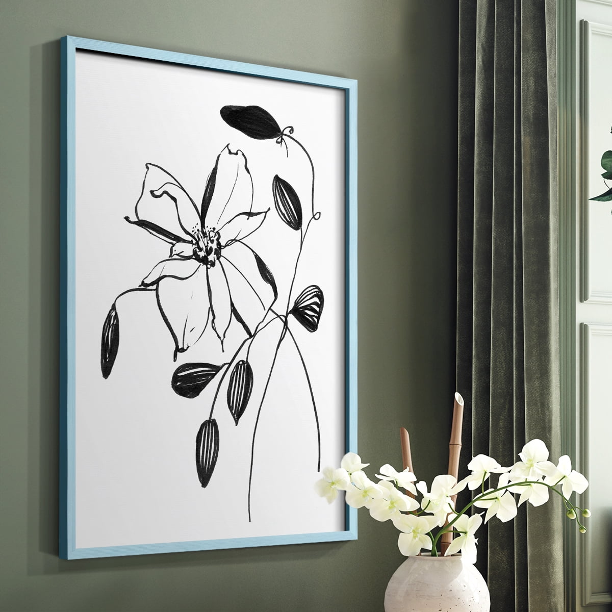 Wild Clematis II Framed Print in Blue Solid Wood 11 x 14 Framed Print