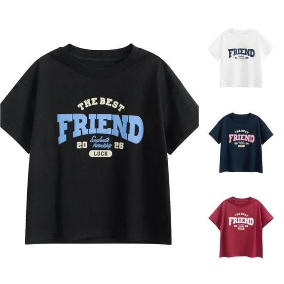 Summer Letter Print Tee for Toddler Boys Girls Short Sleeve Casual Crew Neck Kids Tops Soft Blend Breathable Playful Graphic Shirts Kids T-Shirts Summer Clothes