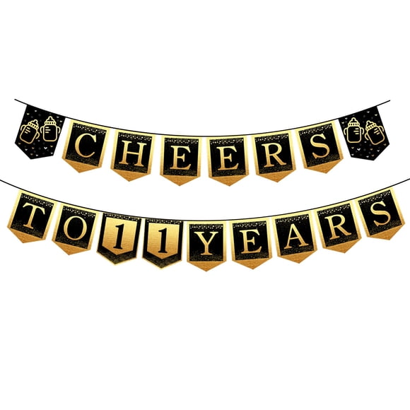 11th Happy Birthday Banner 11 Year Old Birthday Decorations for Girl or Boy Amazing Party Bunting Decoration Hanging Decor for Daughter or Son