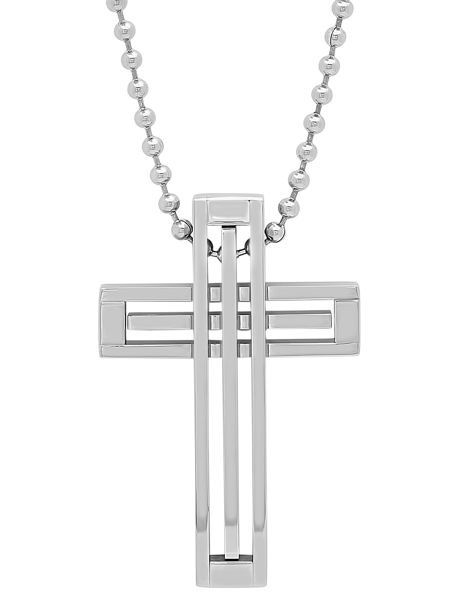 Men's Stainless Steel Silver Tone Cross Pendant