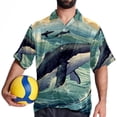 thumbnail image 4 of Whale Men's Short Sleeve Poplin Shirt, Button Down Casual Summer Beach Printed Unisex Shirt, 4 of 6