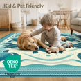 thumbnail image 4 of ODIKA 9'x12' Washable Area Rug Low Pile, Flatwoven, Nautical Turtle Ocean Waves Entry Themed Teal Beachy Bathroom for Great Room, Indoor Concept, Large Living, 4 of 7