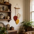 thumbnail image 4 of Cadancy Macrame Wall Hanging Woven Leaf Tapestry Boho Art Decor with Tassels Handmade Apartment Bedroom Living Room Dorm Aesthetic Ornament Gift, 4 of 6