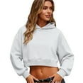 thumbnail image 5 of Felirenzacia Women's Cropped Hoodie, 350g Hooded Sweatshirt, Elastic Waistband Cuffed Pullover Tops, S-3XL, 5 of 7