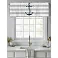thumbnail image 4 of Valances for Windows Nautical Blue Anchor White Grey Stripe Rod Pocket Short Curtain for Bathroom Living Room Bedroom Summer Marine Style 1 Panel 42x12in, 4 of 9