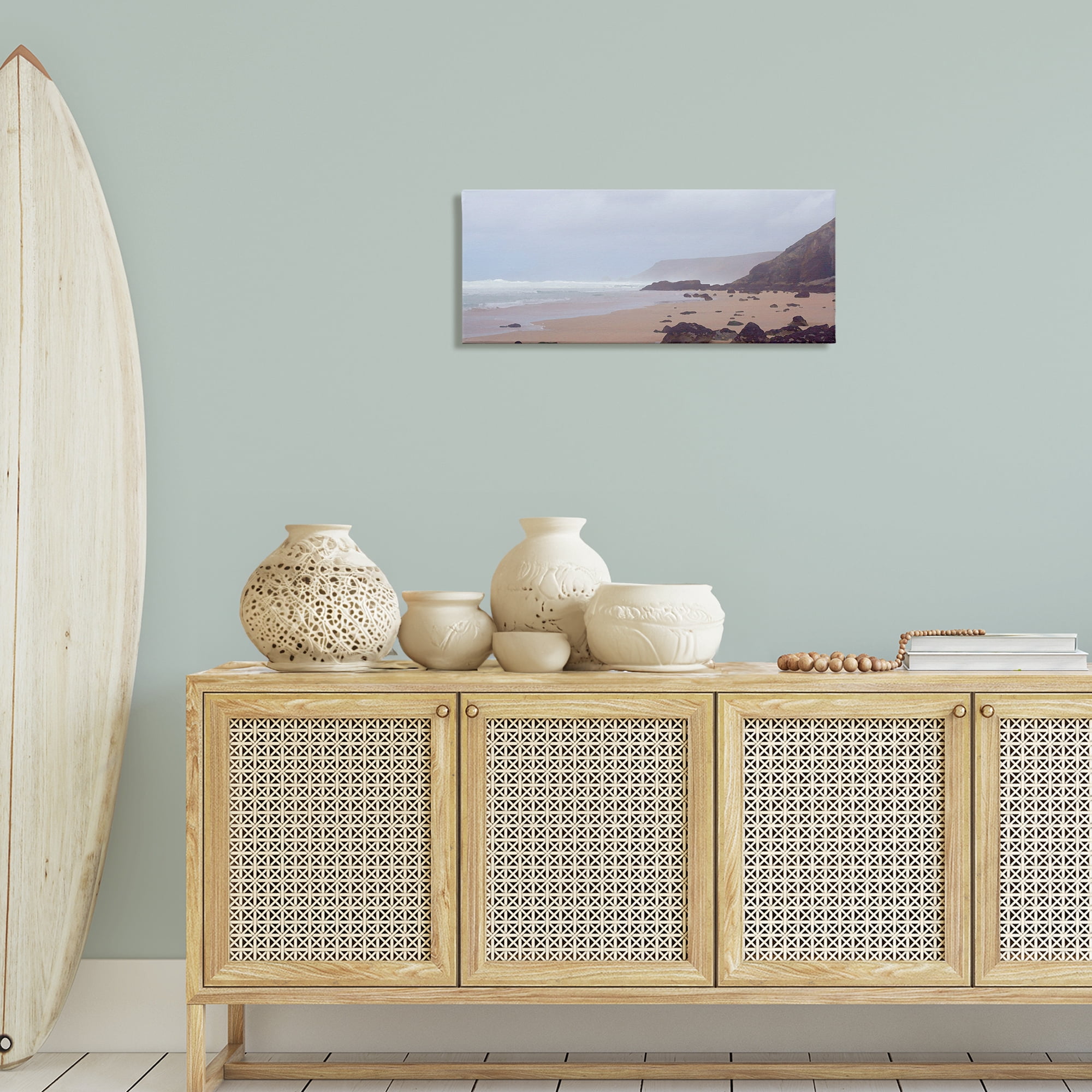Stupell Industries Sea Mists View Landscape Photography Gallery Wrapped Canvas Art Print Wall Art, 30 x 13