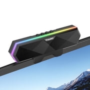 Computer Speakers for Desktop PC, Wired USB Monitor Speakers, Computer Soundbar with RGB Lighting and Easy Clip-on Design, Plug and Play PC Speakers for Laptop, Mac, Gaming and Meetings