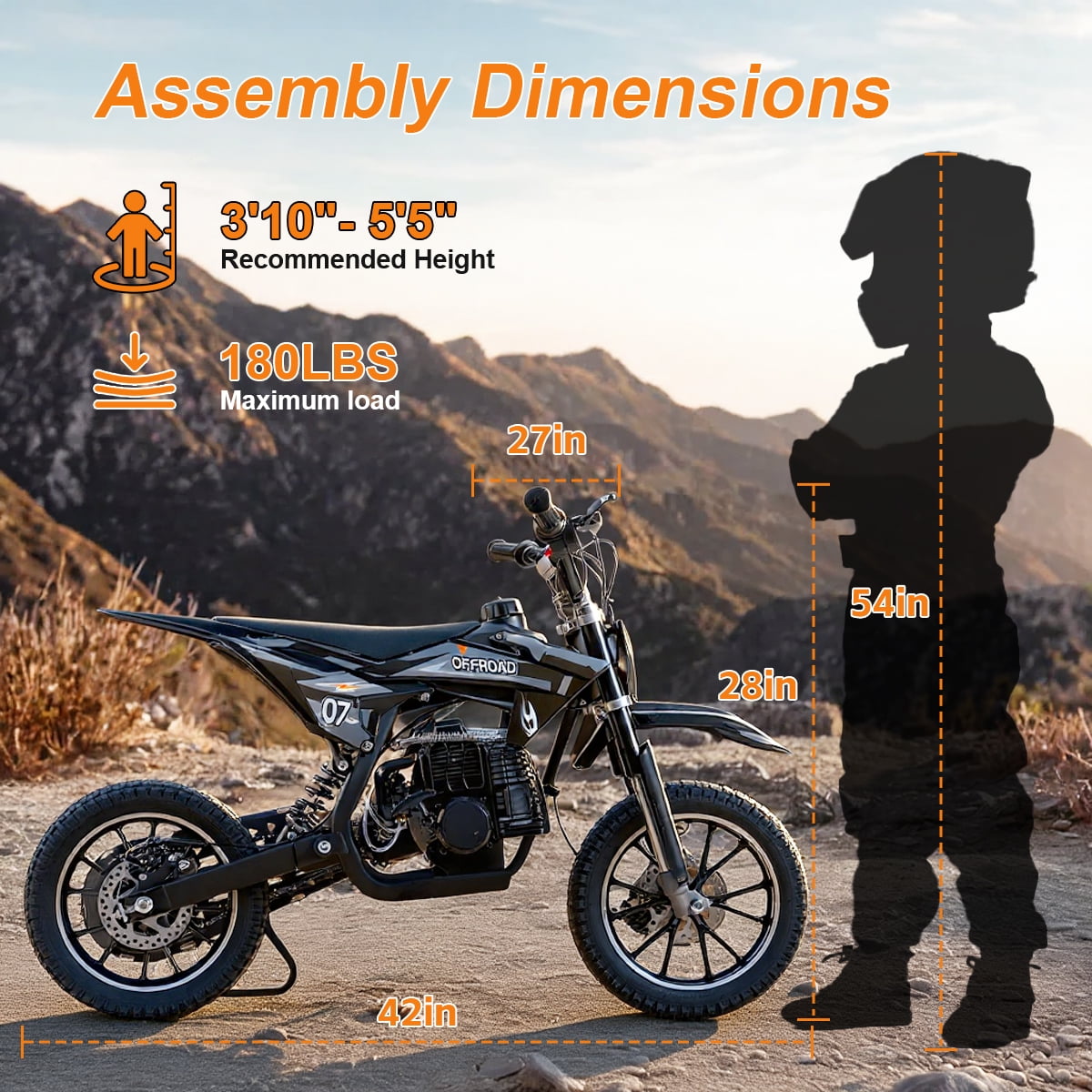 SAY YEAH Dirt Bike,50CC Gas Powered Off Road Dirt Bike for Kids 8-13,Weight Support Up to 200 LBS,25MPH Top Speed,Gray