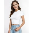 thumbnail image 6 of Weardear Womens White Summer Cute Tops Short Cap Sleeve Basic Casual Athletic Fitted Shirts Round Neck Cropped Tee for Women, 6 of 6