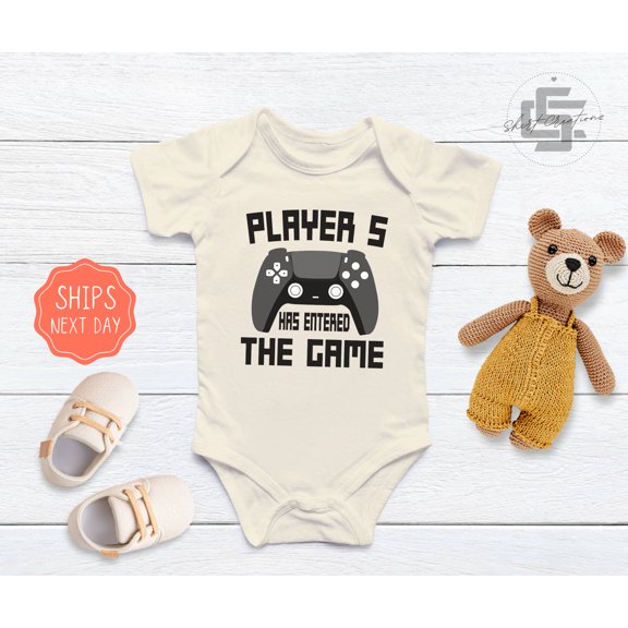 Player 5 Has Entered The Game Baby Onesie, Player Four Baby Onesie, Newborn Baby Bodysuit. Cute Baby Shower Gift. Cute and Cool Baby Bodysuit, BABY BODYSUIT LAT 4424