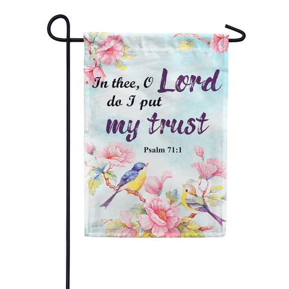 America Forever Bible Verse Garden Flag - 12.5 x 18 inch - Pslam 71:1 Trust In The Lord - Christian Quotes Religious Double Sided Outdoor Yard Decorative Inspirational Faith Flag