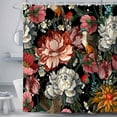 thumbnail image 1 of Cortina de ducha floral bohemia, color negro, con mandala bohemia, hermosa cortina de baño con hojas de flores oscuras, accesorios estéticos modernos de primavera de mediados de siglo, 1 of 4