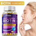 thumbnail image 5 of Biotin 10000mcg - Made with Coconut Oil - Promotes Hair Growth, Skin and Nails Health - 120 Capsules, 5 of 10