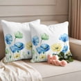 thumbnail image 6 of 2 Pack Outdoor Waterproof Throw Pillow Covers,Watercolor Flower Blue Yellow Poppy Decorative Square Patio Pillowcases for Chair Couch Sofa 16x16in, 6 of 9