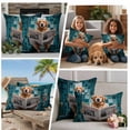 thumbnail image 5 of Funny Dogs Outdoor Waterproof Pillow Covers, Animal Sitting on Toilet Reading Newspaper Decorative Square Throw Pillowcase Sofa Cushion Sham for Patio/Couch/Chair, 26"x26" 2 Pack, 5 of 8