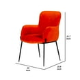 thumbnail image 4 of Benjara Curved Design Fabric Dining Chair with Sleek Tapered Legs, Orange, 4 of 6
