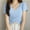 Blue, variant on pstuiky Short Sleeve Shirts for Women Oversized V-Neck Solid Color Summer Tops Formal Loose Fit Comfortable Tees Tops Womens Blouses