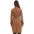 thumbnail image 4 of Giolshon Women's Faux Suede Trench Coat Classic Long Double Breasted Overcoat Belted Lapel Jacket Spring and Fall, 4 of 6