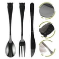 thumbnail image 3 of 3pcs Kids Animal Themed Tableware Cartoon Style Cutlery Set Easy Grip Flatware, 3 of 8
