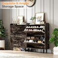 thumbnail image 4 of VINGLI Farmhouse Shoe Cabinet with 2 Flip Drawers, 31.6" Ultra Slim Hidden Storage Organizer for Entryway, Rustic Brown & Wood Tapered Legs, 4 of 20