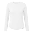 thumbnail image 4 of Women Crew Neck UPF 50 Long Sleeve Sun Protection Shirt, Curved Hem Moisture Wicking Lightweight Athletic Top for Hiking Running Beach Outdoor Casual Wear(White2,XXL), 4 of 4