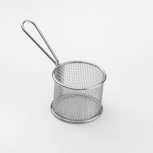 Cesta para freír AMERICAN METALCRAFT color plateado 9.5 cm de diámetro y altura ideal para servir frituras individuales.