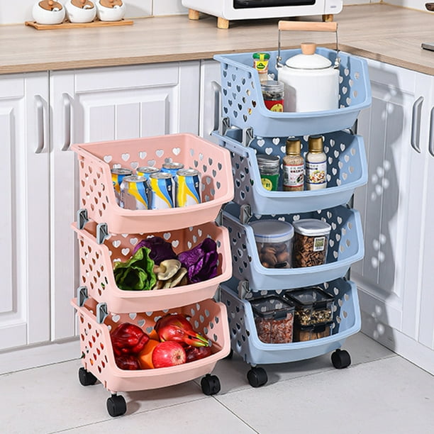 Sarkoyar Storage Basket Multifunctional High Capacity Stackable Hollow-out  Fruit Vegetable Organizer for Kitchen 