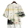 thumbnail image 4 of Xuyuer Solid Button Shirt Blouse - Women's Fashion Loose Female Neck T-Shirt Style Top for Smart Casual Office Wear, Weekend Brunch Outings & Effortless Minimalist Everyday Style, 4 of 7